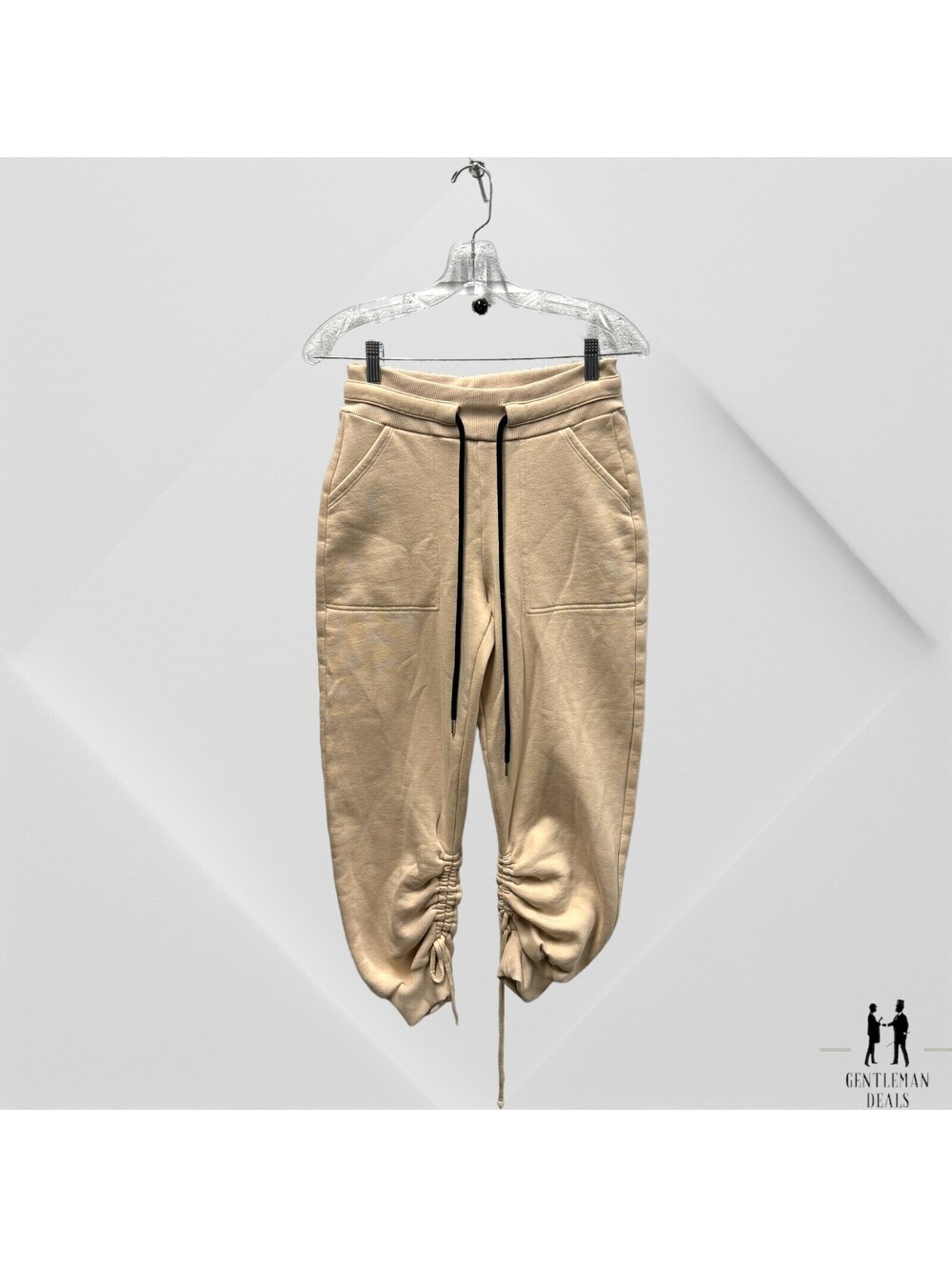 The Range Joggers Women S Beige Thermal Knit Ruched Pull On Gym Ankle Tie